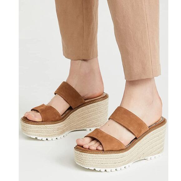 New Sam Edelman Luca Platform Sandals in Brown Suede Women' s Size 9 - Picture 1 of 9